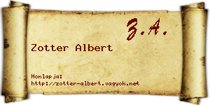 Zotter Albert névjegykártya